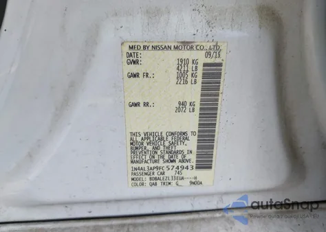 2015 Nissan Altima 2.5 S из США, поврежденный, VIN 1N4AL3AP9FC574943